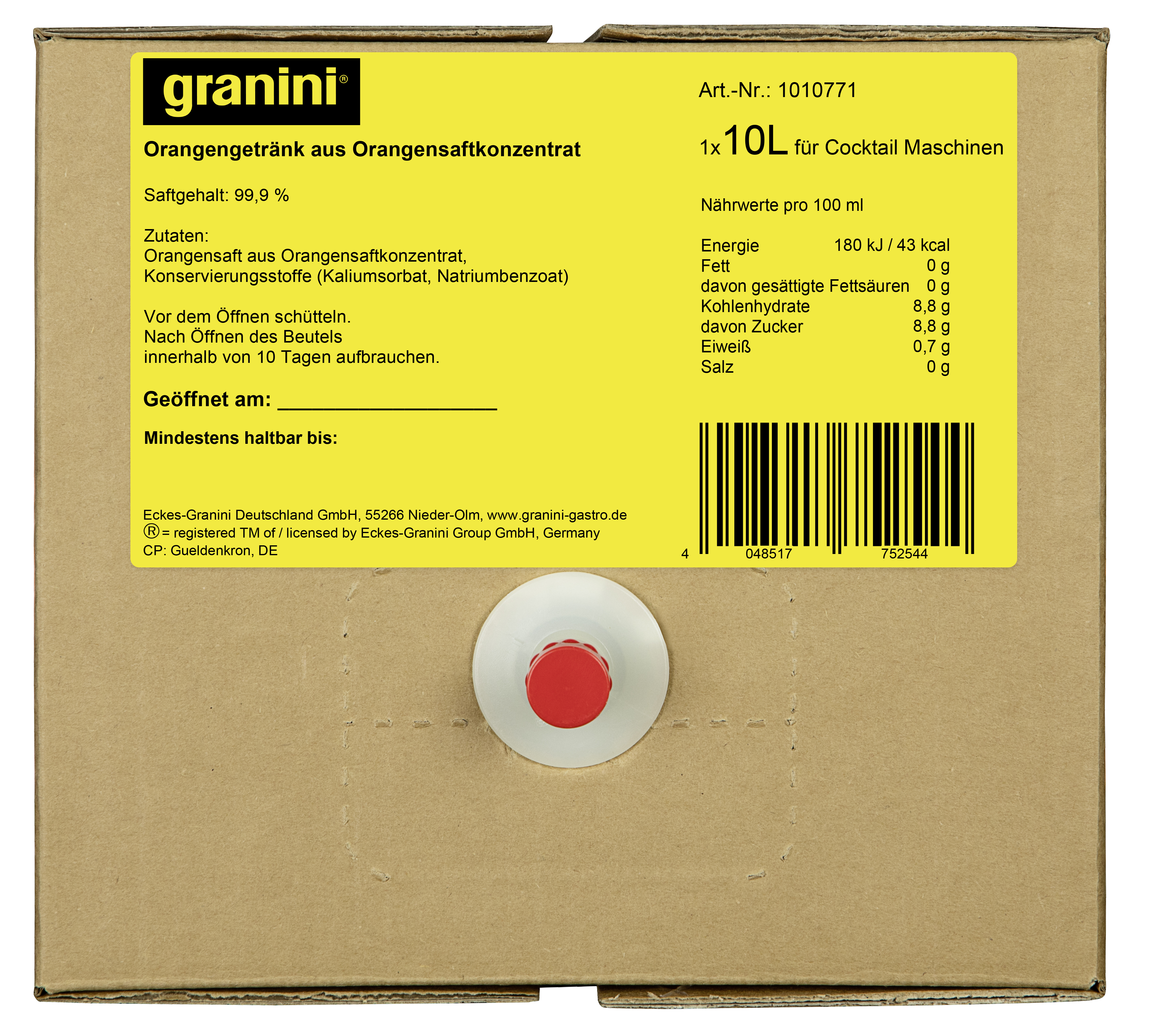 granini Orange BIB 2 x 10L EW
